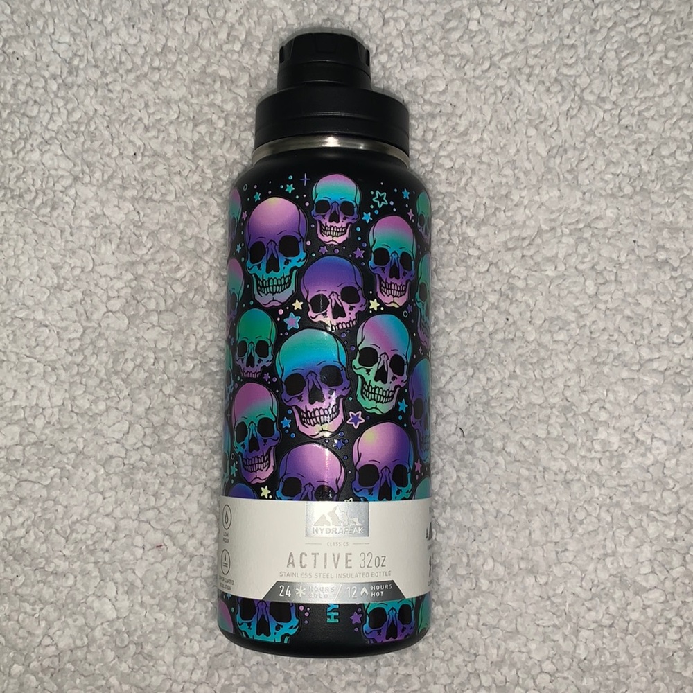 LIMITED EDITION HydraPeak 32 oz Ombre Colored Skull Bottle With Lid